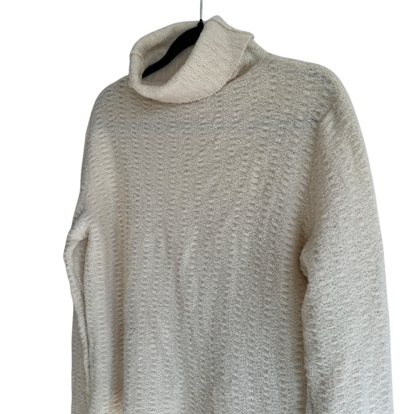 Eileen Fisher Wool Blend Cream Turtleneck Sweater, Size L - Picture 2 of 6